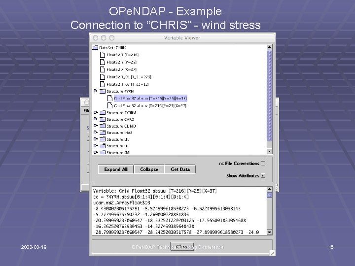 OPe. NDAP - Example Connection to “CHRIS” - wind stress 2003 -03 -19 OPe.