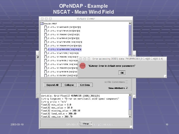 OPe. NDAP - Example NSCAT - Mean Wind Field 2003 -03 -19 OPe. NDAP