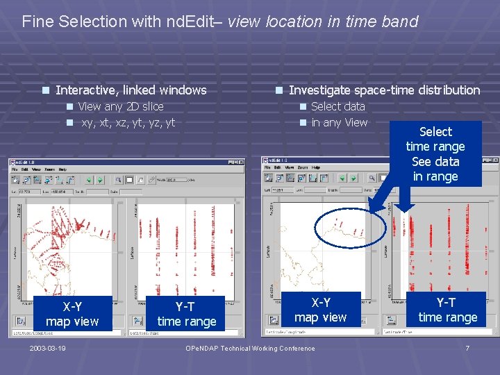 Fine Selection with nd. Edit– view location in time band n Interactive, linked windows