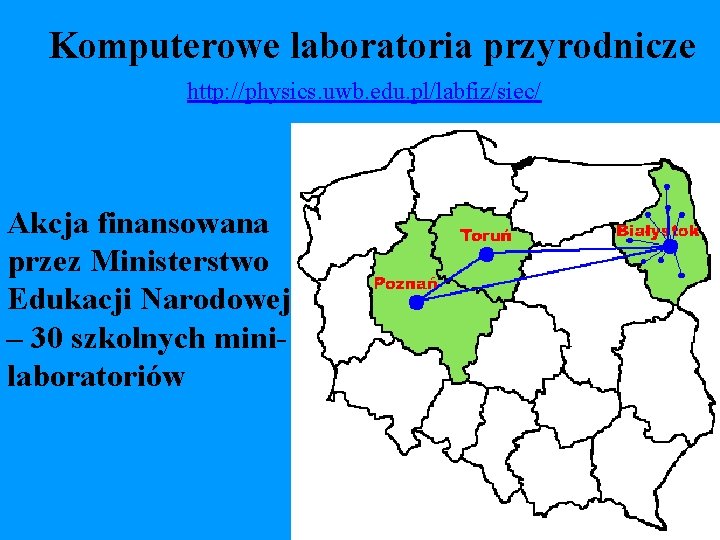 Komputerowe laboratoria przyrodnicze http: //physics. uwb. edu. pl/labfiz/siec/ Akcja finansowana przez Ministerstwo Edukacji Narodowej