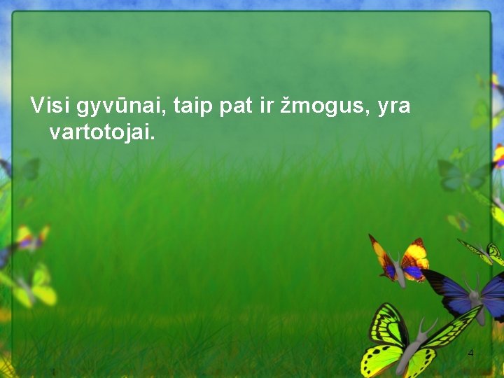 Visi gyvūnai, taip pat ir žmogus, yra vartotojai. 4 