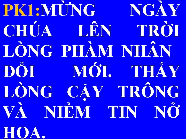 PK 1: MỪNG NGÀY CHÚA LÊN TRỜI LÒNG PHÀM NH N ĐỔI MỚI. THẤY