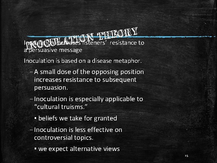 Y R O E H T N O I T A Inoculation increases listeners’