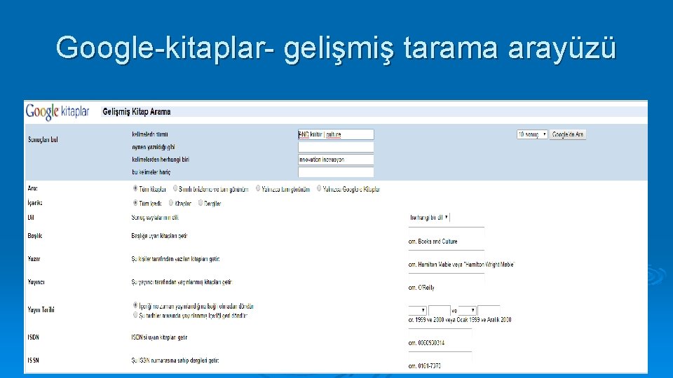 Google-kitaplar- gelişmiş tarama arayüzü 