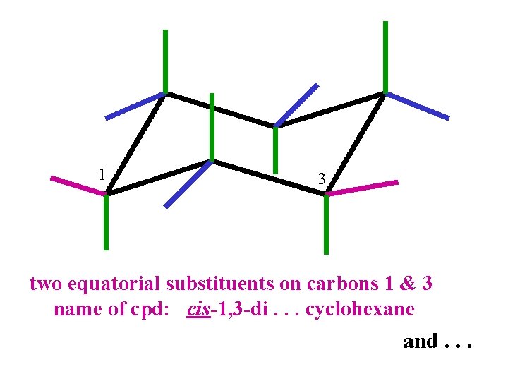 1 3 two equatorial substituents on carbons 1 & 3 name of cpd: cis-1,