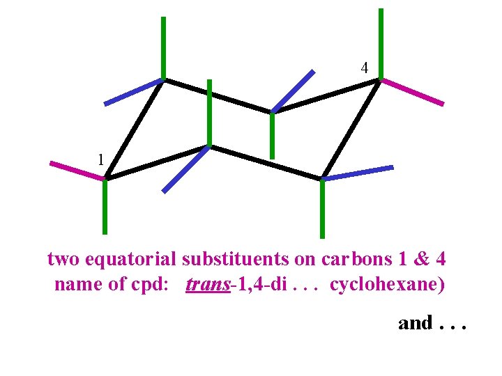 4 1 two equatorial substituents on carbons 1 & 4 name of cpd: trans-1,
