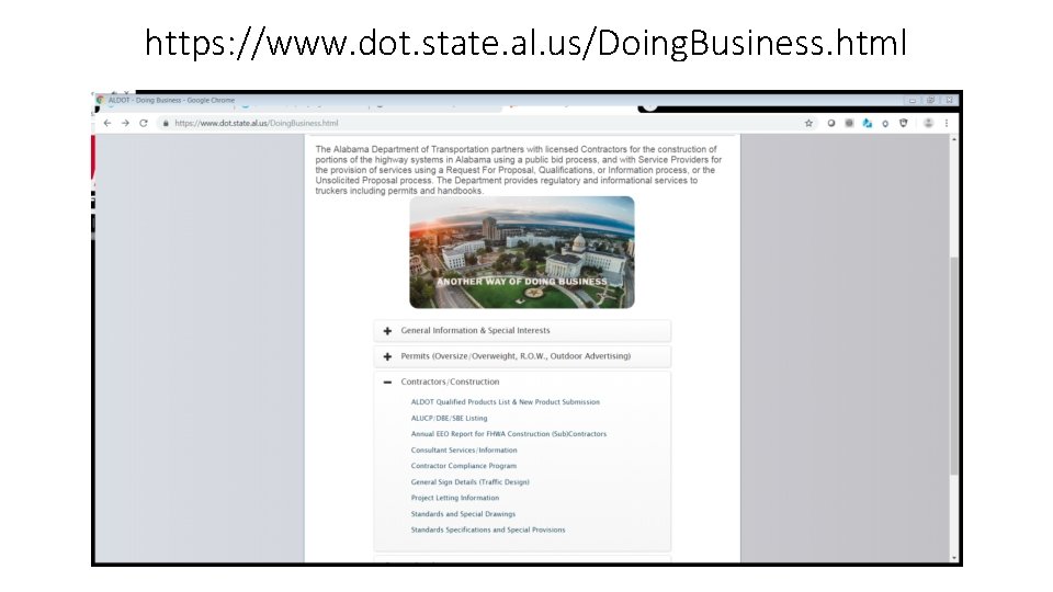 https: //www. dot. state. al. us/Doing. Business. html 