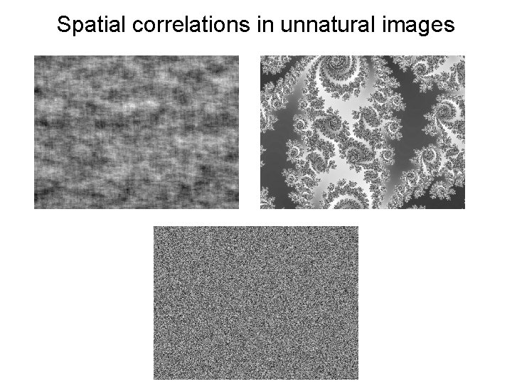 Spatial correlations in unnatural images 