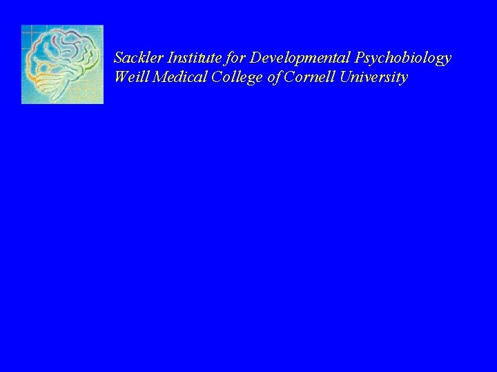 Sackler Institute for Developmental Psychobiology Weill Medical College of Cornell University 