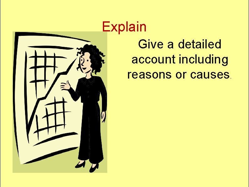 Explain Give a detailed account including reasons or causes. Explain Give a detailed account including reasons or causes.