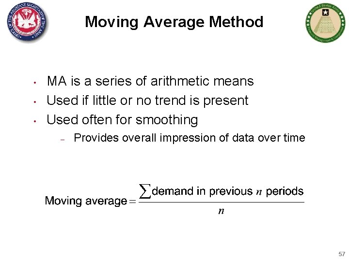 Moving Average Method • • • MA is a series of arithmetic means Used