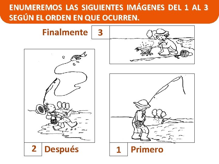 ENUMEREMOS LAS SIGUIENTES IMÁGENES DEL 1 AL 3 SEGÚN EL ORDEN EN QUE OCURREN.