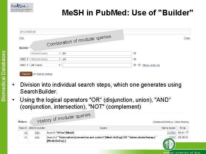 Me. SH in Pub. Med: Use of "Builder" odular ation of m Biomedical Databases