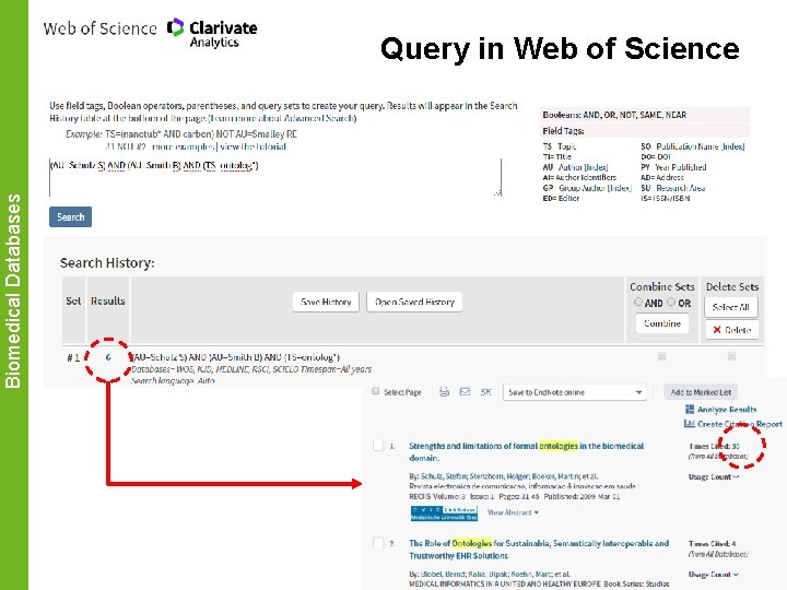 Biomedical Databases Query in Web of Science 