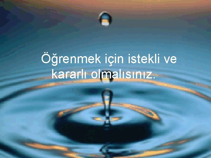 Öğrenmek için istekli ve kararlı olmalısınız. 