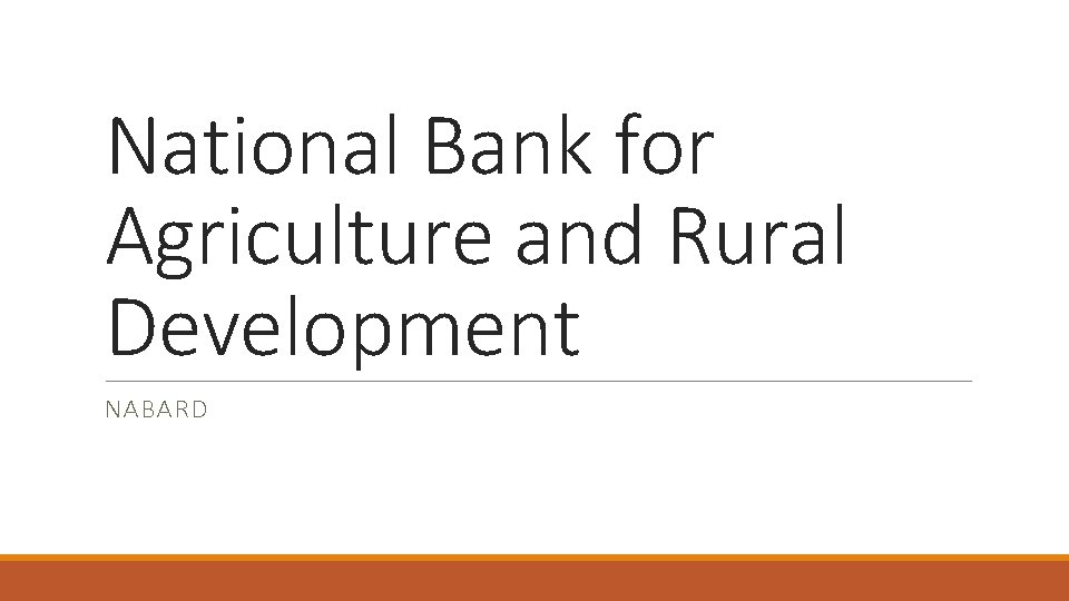 National Bank for Agriculture and Rural Development NABARD 