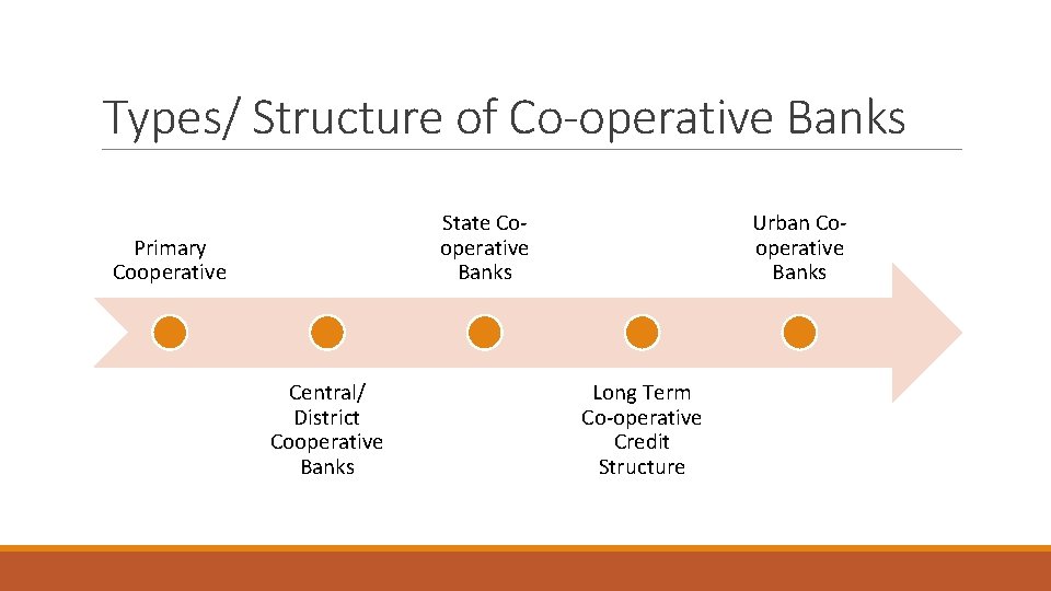 Types/ Structure of Co-operative Banks State Cooperative Banks Primary Cooperative Central/ District Cooperative Banks