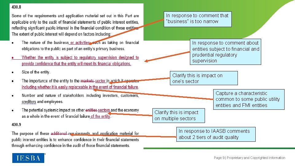In response to comment that “business” is too narrow In response to comment about