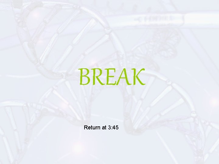 BREAK Return at 3: 45 