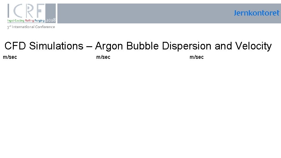 , CFD Simulations – Argon Bubble Dispersion and Velocity m/sec 