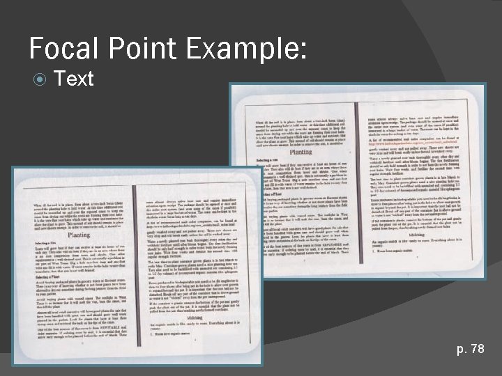 Focal Point Example: Text p. 78 Focal Point Example: Text p. 78