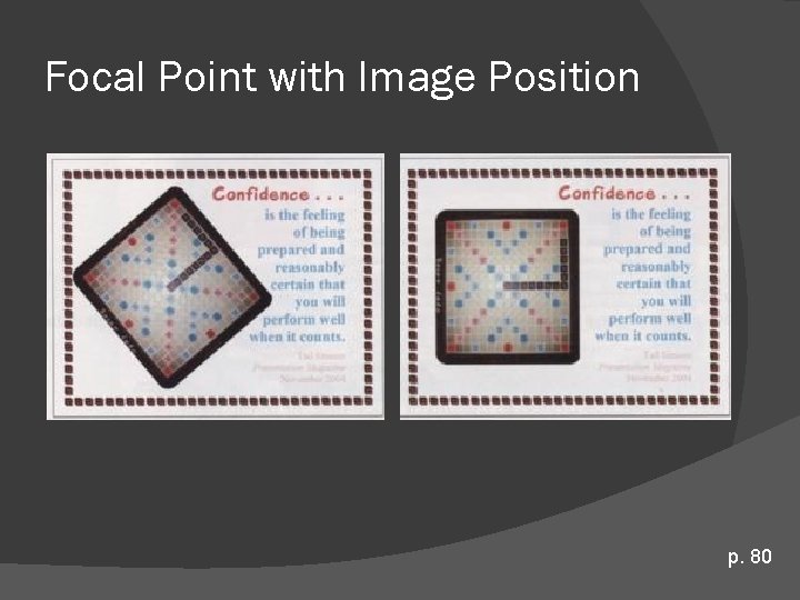 Focal Point with Image Position p. 80 Focal Point with Image Position p. 80