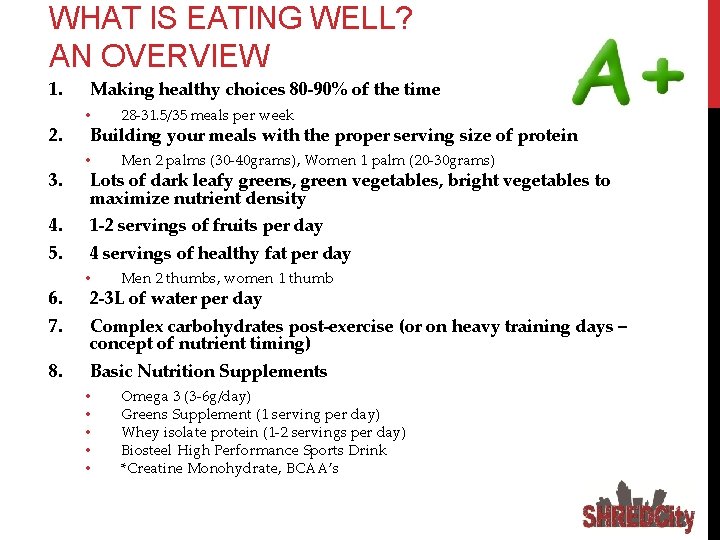 WHAT IS EATING WELL? AN OVERVIEW 1. 2. 3. 4. 5. 6. 7. 8.