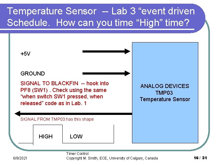 Temperature Sensor -- Lab 3 “event driven Schedule. How can you time “High” time?