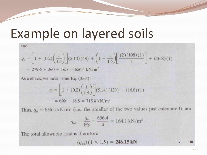 Example on layered soils 16 
