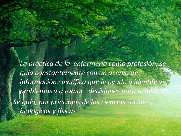 La práctica de la enfermería como profesión, se guía constantemente con un acervo de