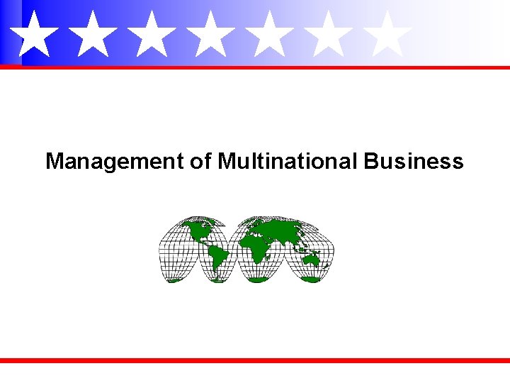 Management of Multinational Business 