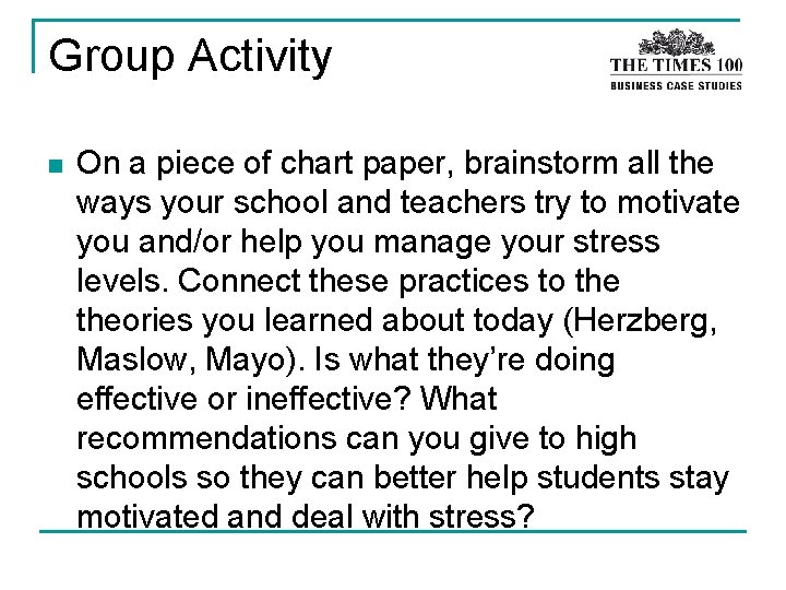 Group Activity n On a piece of chart paper, brainstorm all the ways your