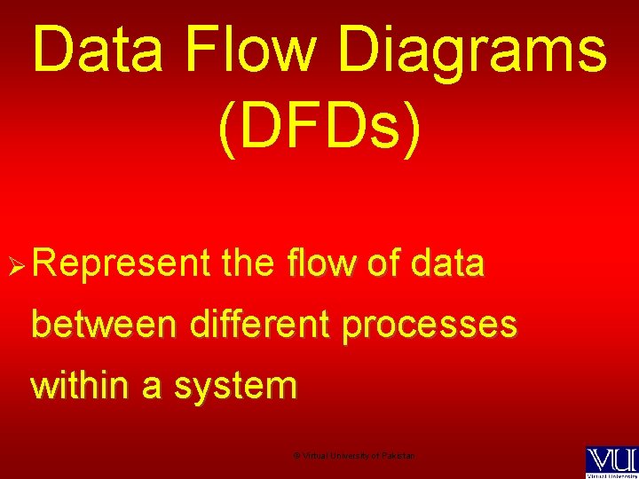 Data Flow Diagrams (DFDs) Ø Represent the flow of data between different processes within