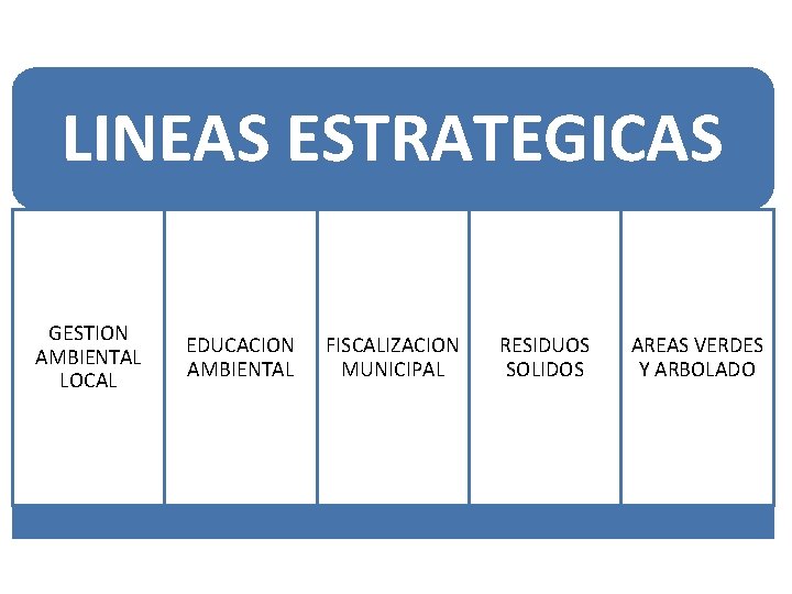 LINEAS ESTRATEGICAS GESTION AMBIENTAL LOCAL EDUCACION AMBIENTAL FISCALIZACION MUNICIPAL RESIDUOS SOLIDOS AREAS VERDES Y