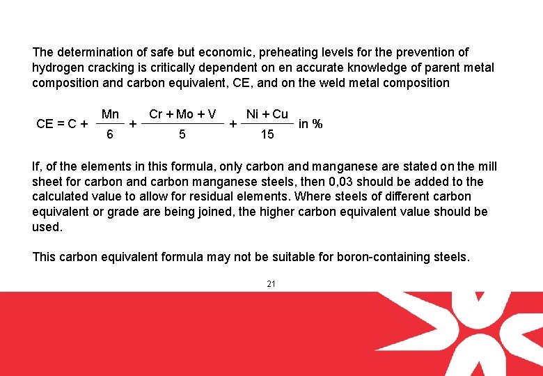 The determination of safe but economic, preheating levels for the prevention of hydrogen cracking