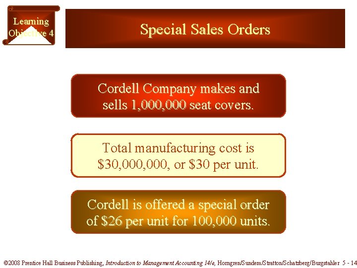 Learning Objective 4 Special Sales Orders Cordell Company makes and sells 1, 000 seat