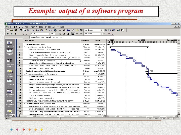 Example: output of a software program 