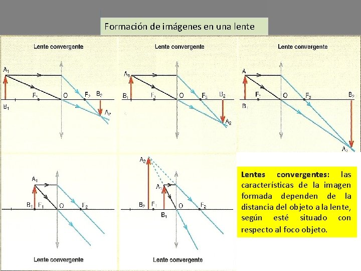 Formación de imágenes en una lente Lentes convergentes: las características de la imagen formada