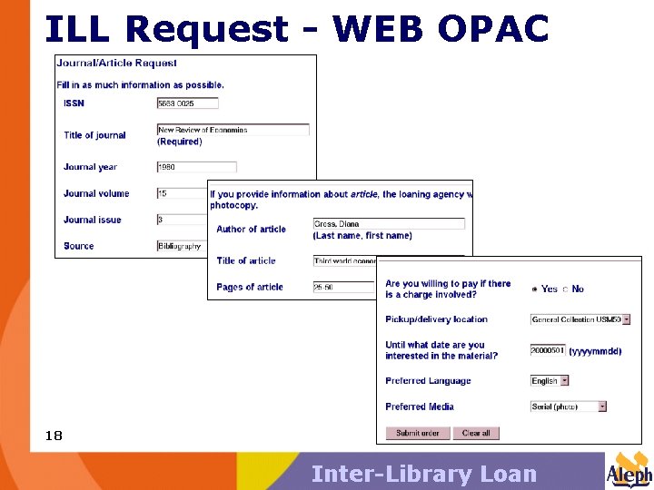 ILL Request - WEB OPAC 18 Inter-Library Loan 