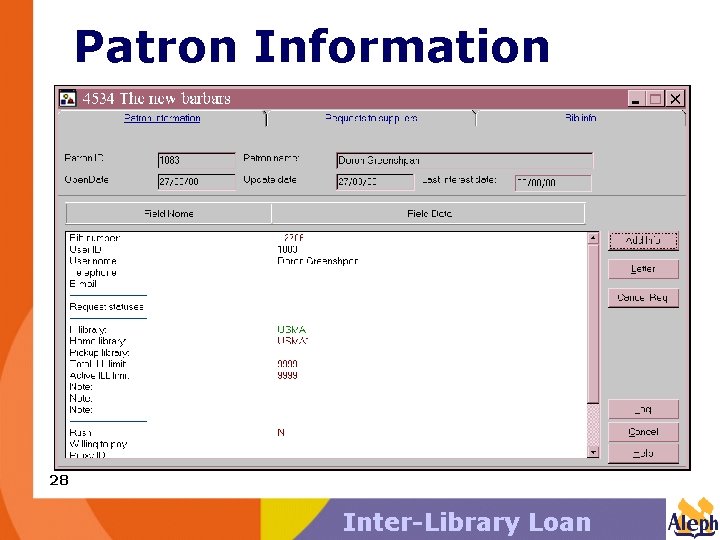 Patron Information 28 Inter-Library Loan 