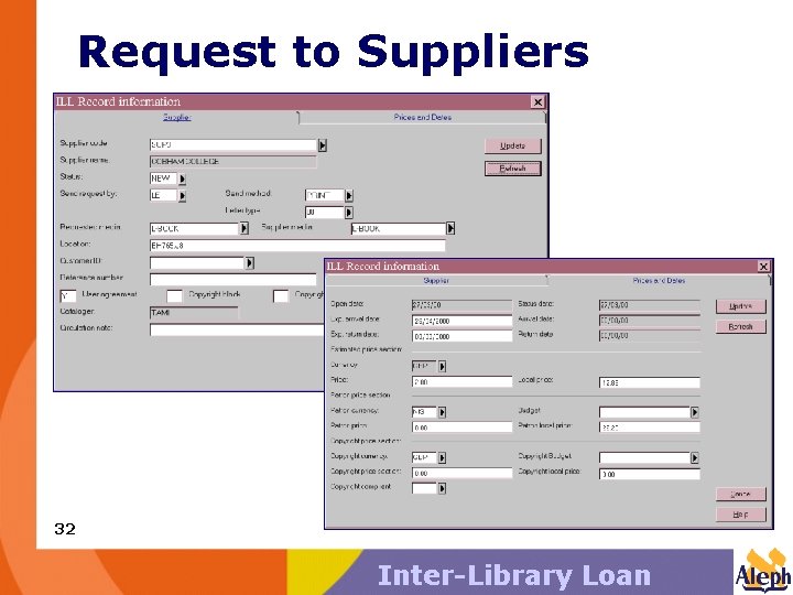 Request to Suppliers 32 Inter-Library Loan 