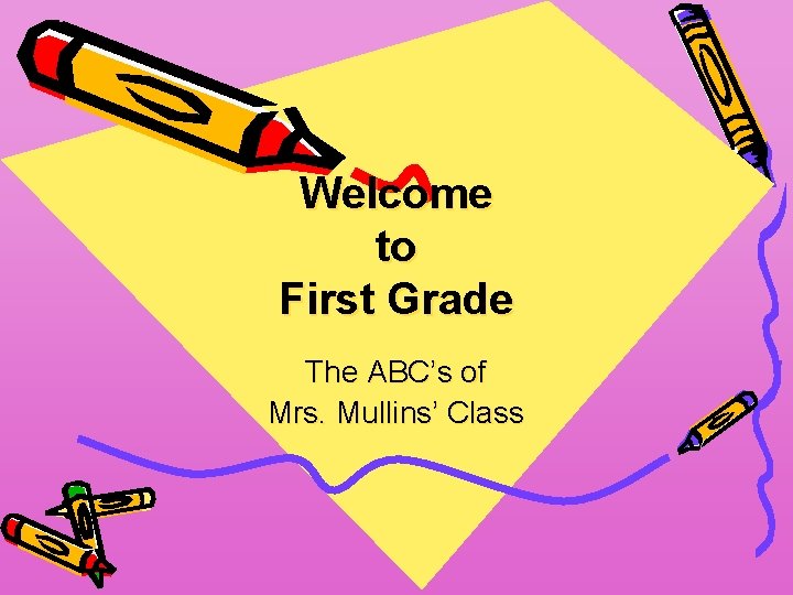 Welcome to First Grade The ABC’s of Mrs. Mullins’ Class 