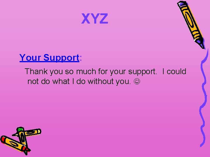 XYZ Your Support: Thank you so much for your support. I could not do