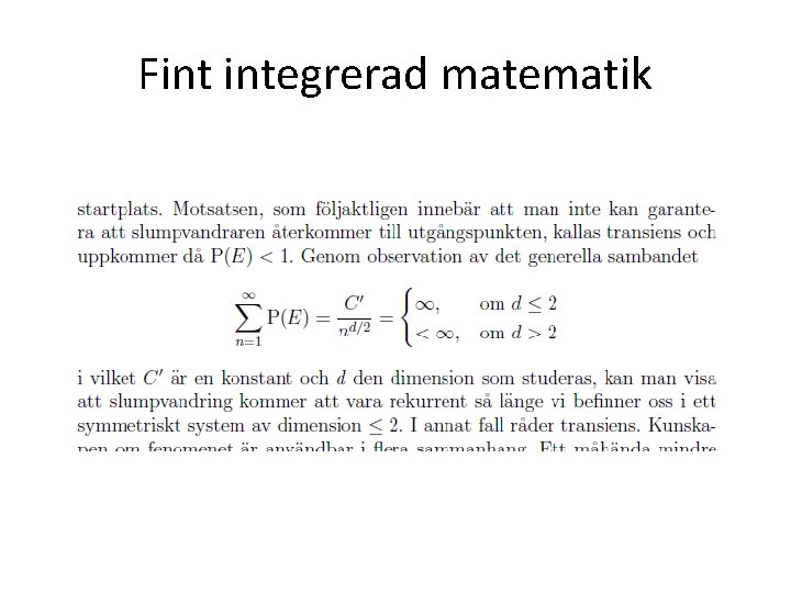 Fint integrerad matematik 