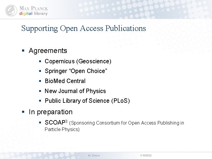 Supporting Open Access Publications § Agreements § Copernicus (Geoscience) § Springer “Open Choice” §