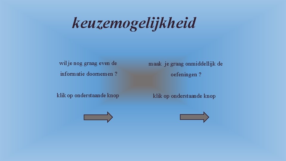 keuzemogelijkheid wil je nog graag even de maak je graag onmiddellijk de informatie doornemen