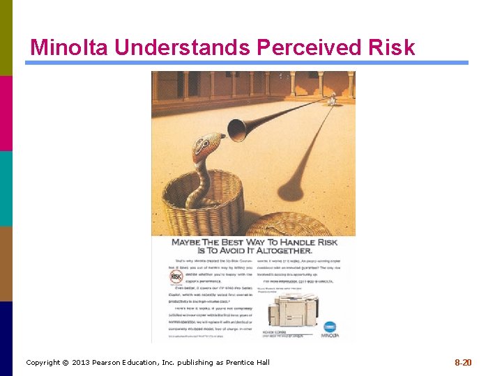 Minolta Understands Perceived Risk Copyright © 2013 Pearson Education, Inc. publishing as Prentice Hall