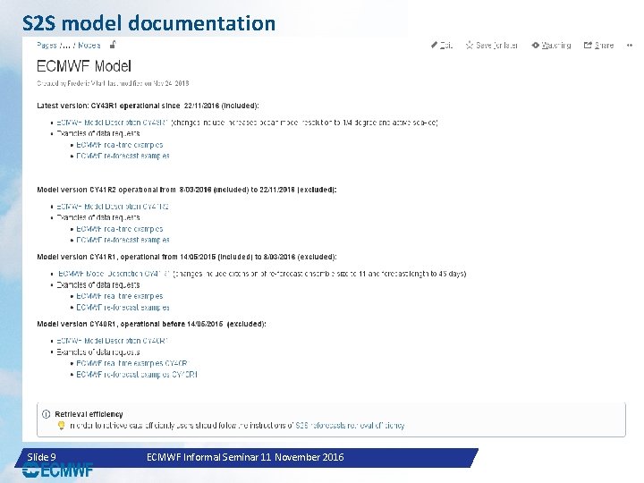 S 2 S model documentation Slide 9 ECMWF Informal Seminar 11 November 2016 October