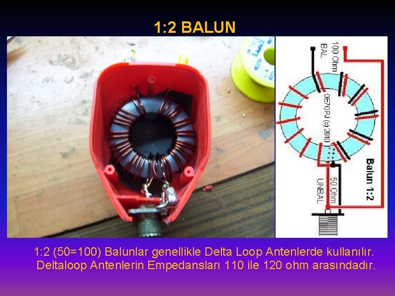 1: 2 BALUN 1: 2 (50=100) Balunlar genellikle Delta Loop Antenlerde kullanılır. Deltaloop Antenlerin