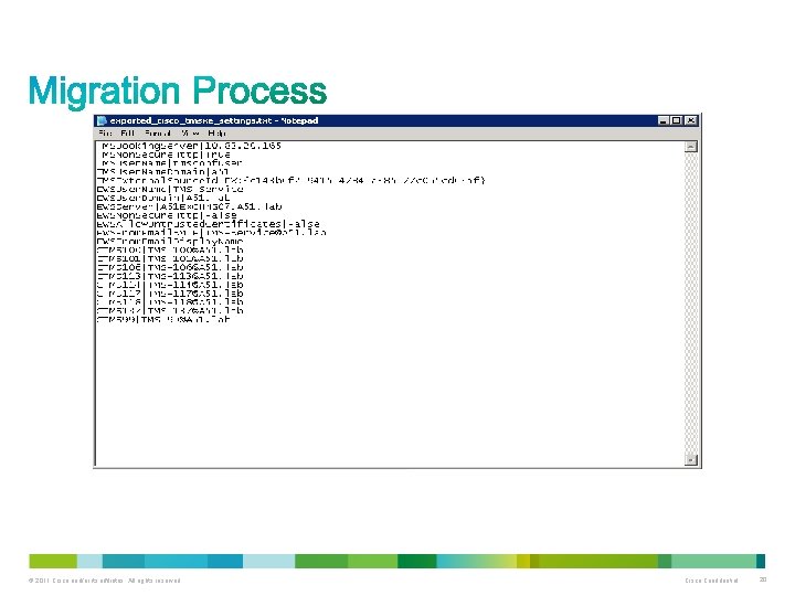 © 2011 Cisco and/or its affiliates. All rights reserved. Cisco Confidential 20 